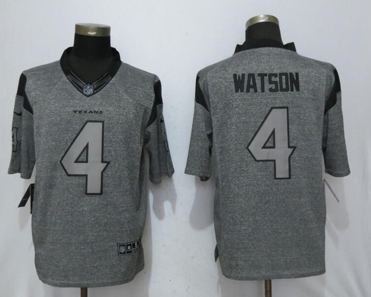 Men Houston Texans 4 Watson Gray New Nike Stitched Gridiron Gray NFL Limited Jersey